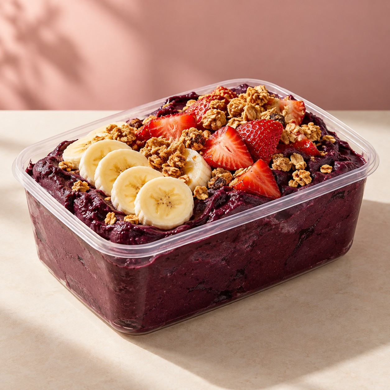 Imagem ilustrativa de uma caixa de açaí com frutas